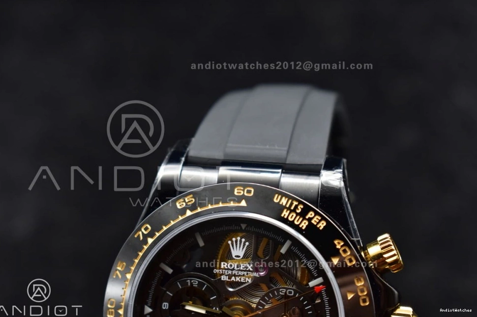 Colorful Ceramic Dial PVD on Strap Blaken GETF Skeleton Edition Rubber Best Daytona Bezel Gold SA 523 Black 0211
